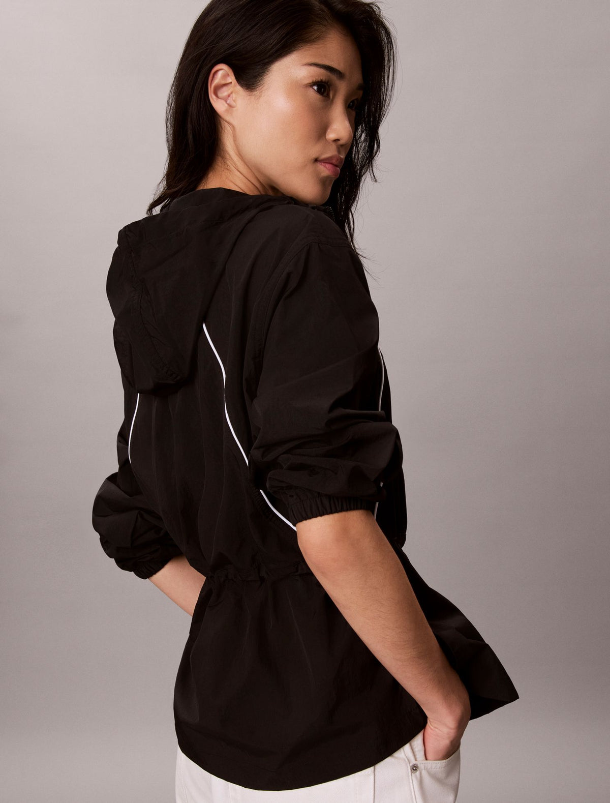 Calvin Klein Lightweight Cinch Waist Windbreaker Jacket