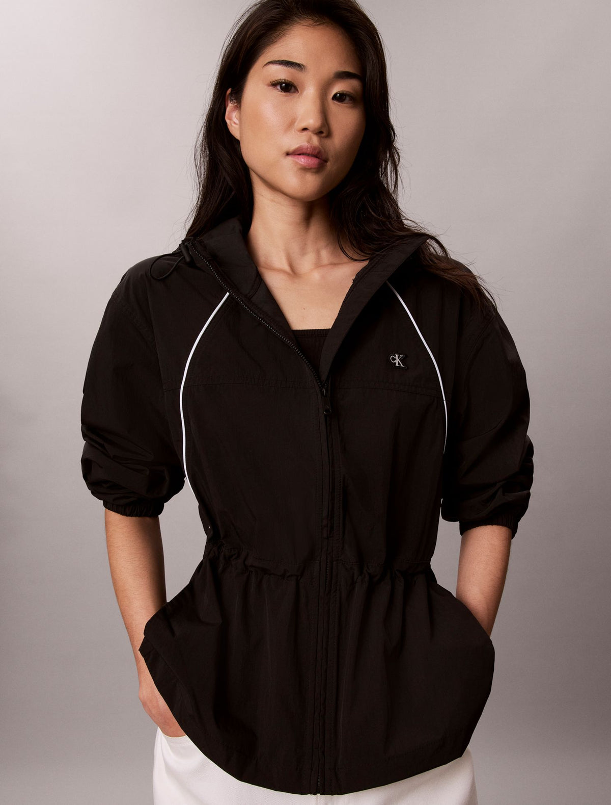 Calvin Klein Lightweight Cinch Waist Windbreaker Jacket