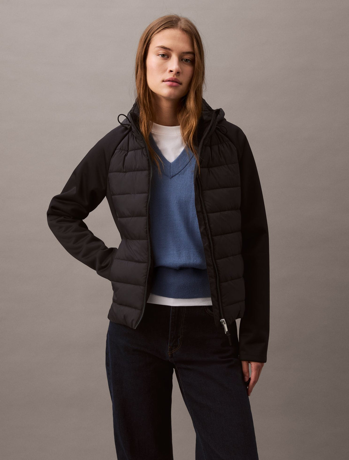 Calvin Klein Mixed Media Puffer Jacket