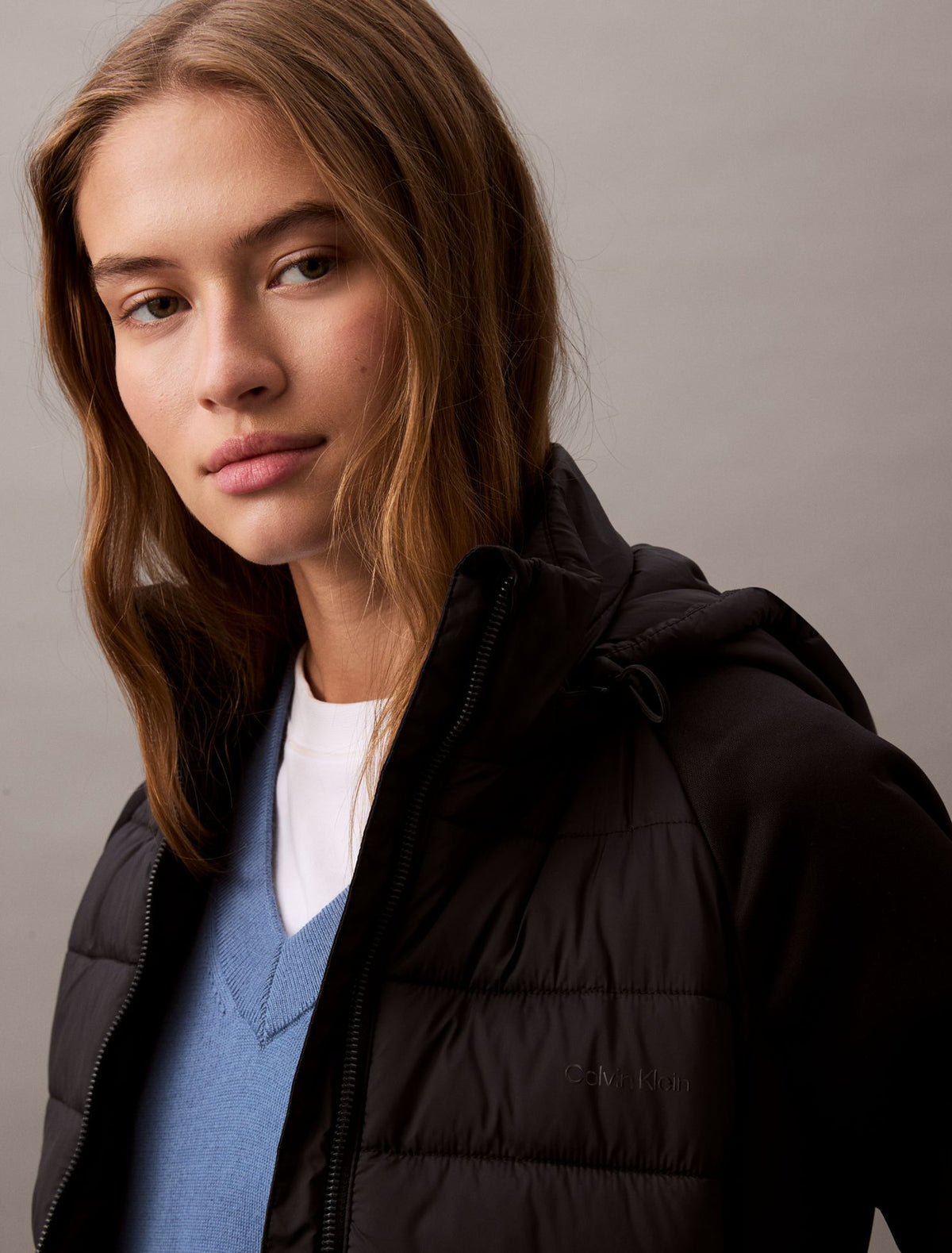 Calvin Klein Mixed Media Puffer Jacket