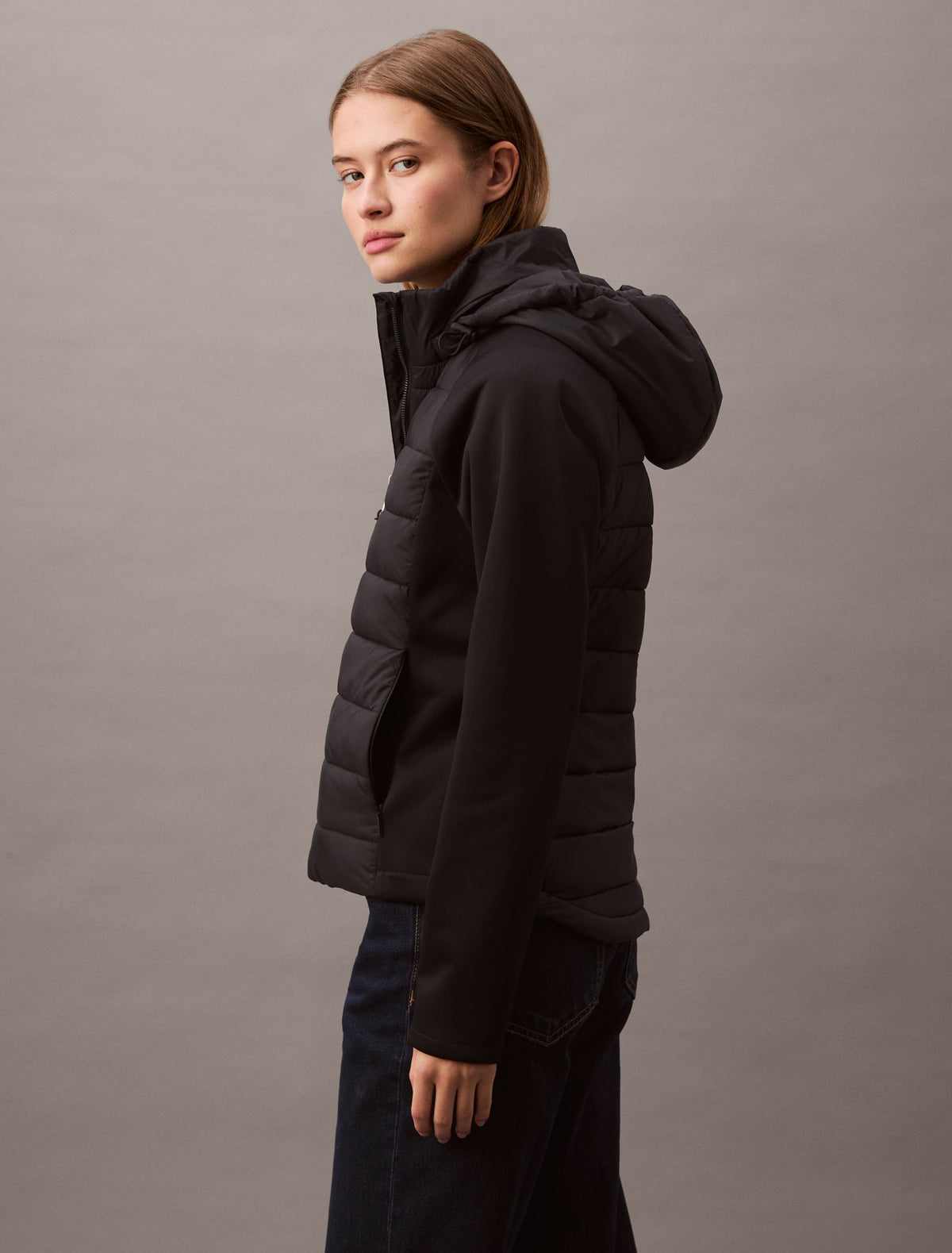 Calvin Klein Mixed Media Puffer Jacket