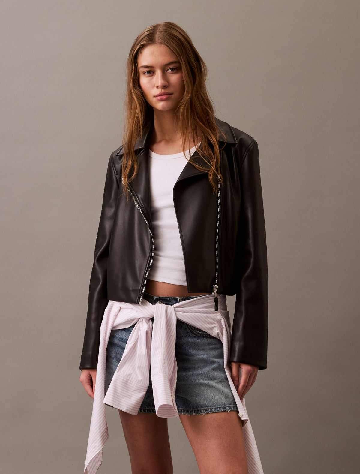 Calvin Klein Faux Leather Moto Jacket