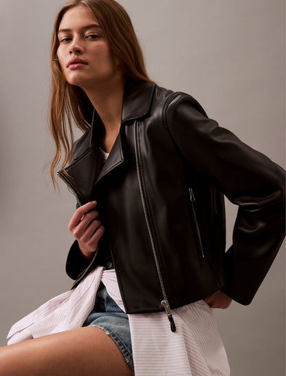 Calvin Klein Faux Leather Moto Jacket
