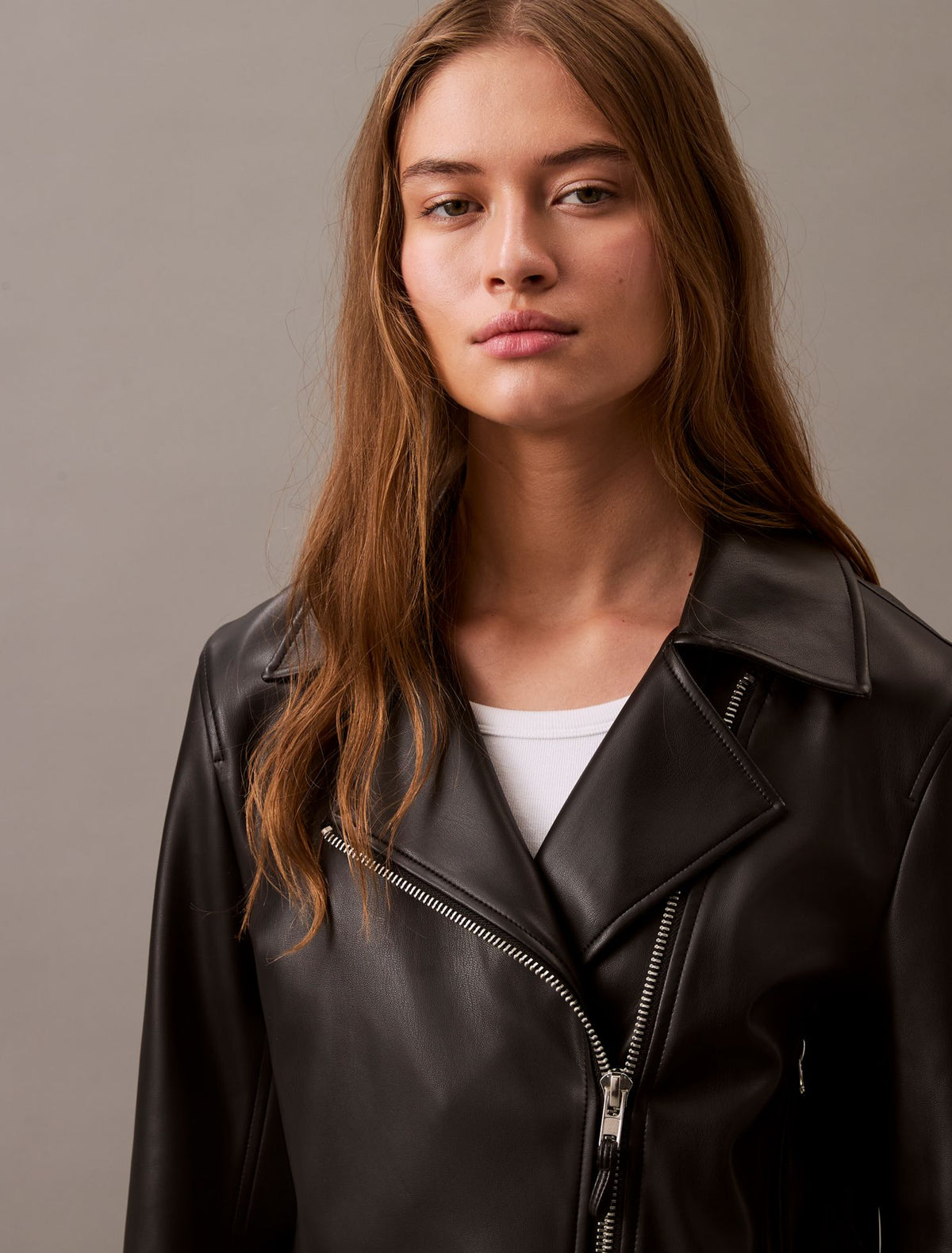 Calvin Klein Faux Leather Moto Jacket