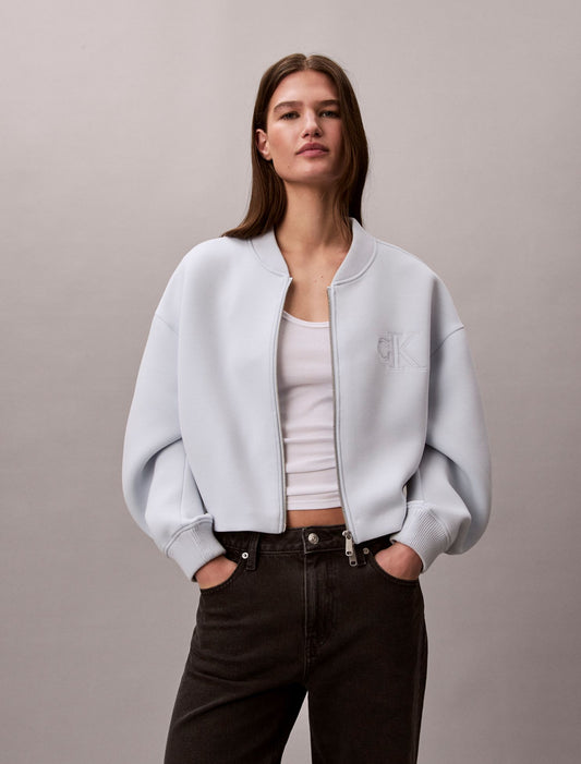 Calvin Klein Smooth Cropped Relaxed Bomber Jacket