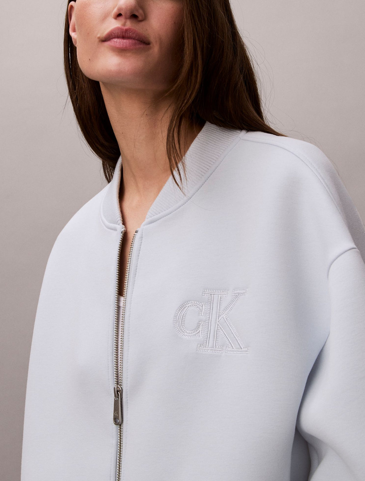 Calvin Klein Smooth Cropped Relaxed Bomber Jacket