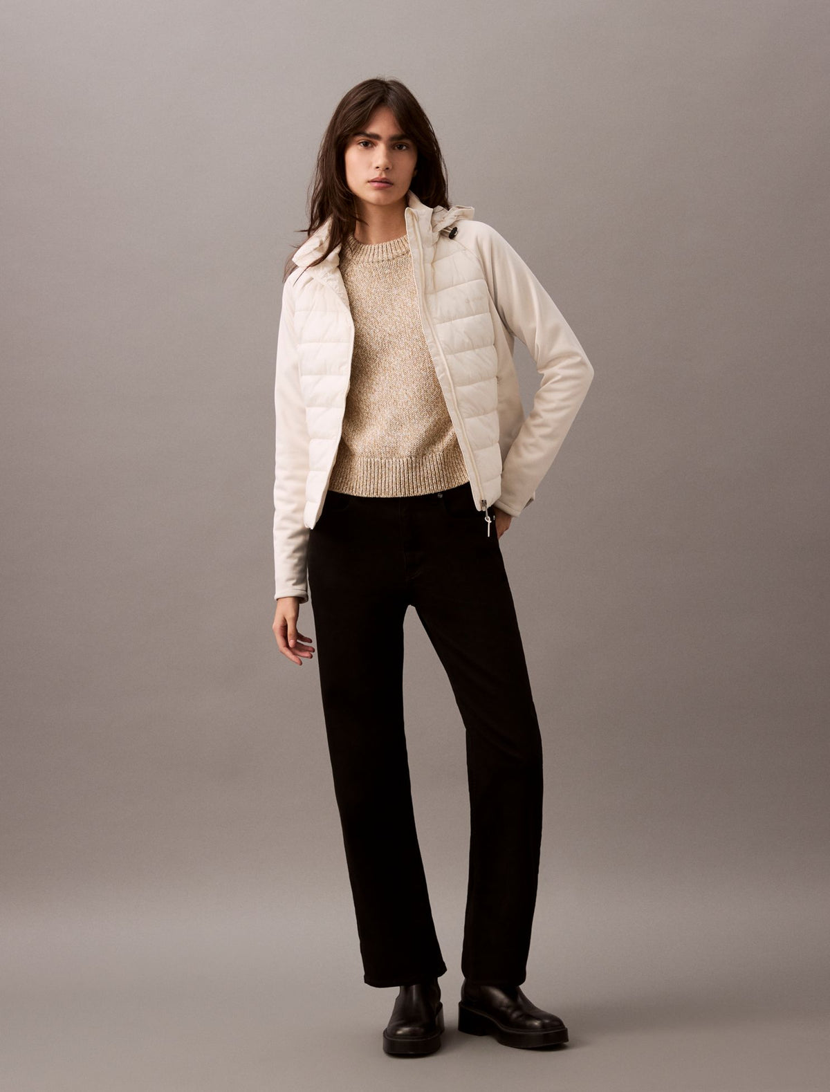 Calvin Klein Mixed Media Puffer Jacket