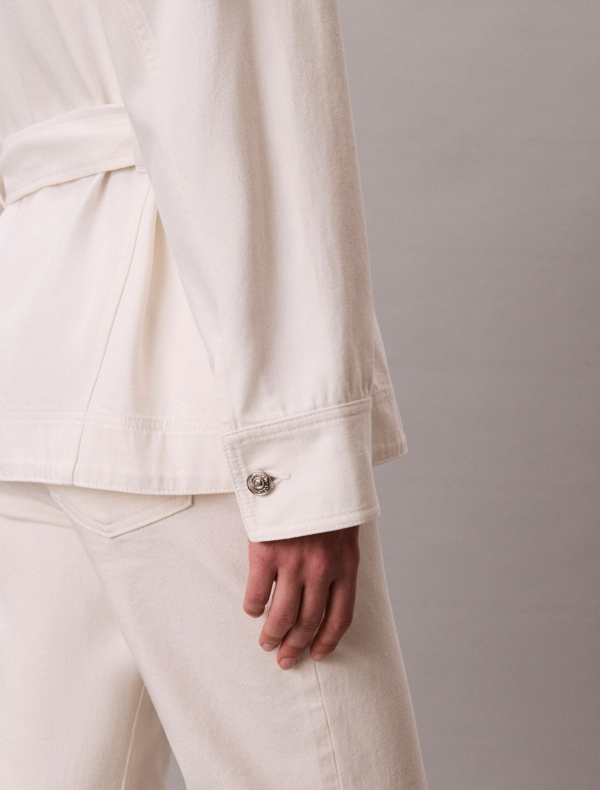 Calvin Klein Denim Cinched Belted Jacket
