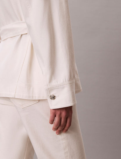 Calvin Klein Denim Cinched Belted Jacket