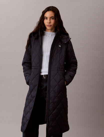 Calvin Klein Quilted Hooded Long Liner Coat