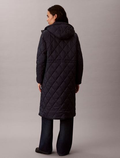 Calvin Klein Quilted Hooded Long Liner Coat