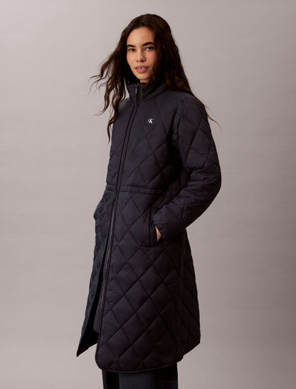 Calvin Klein Quilted Hooded Long Liner Coat