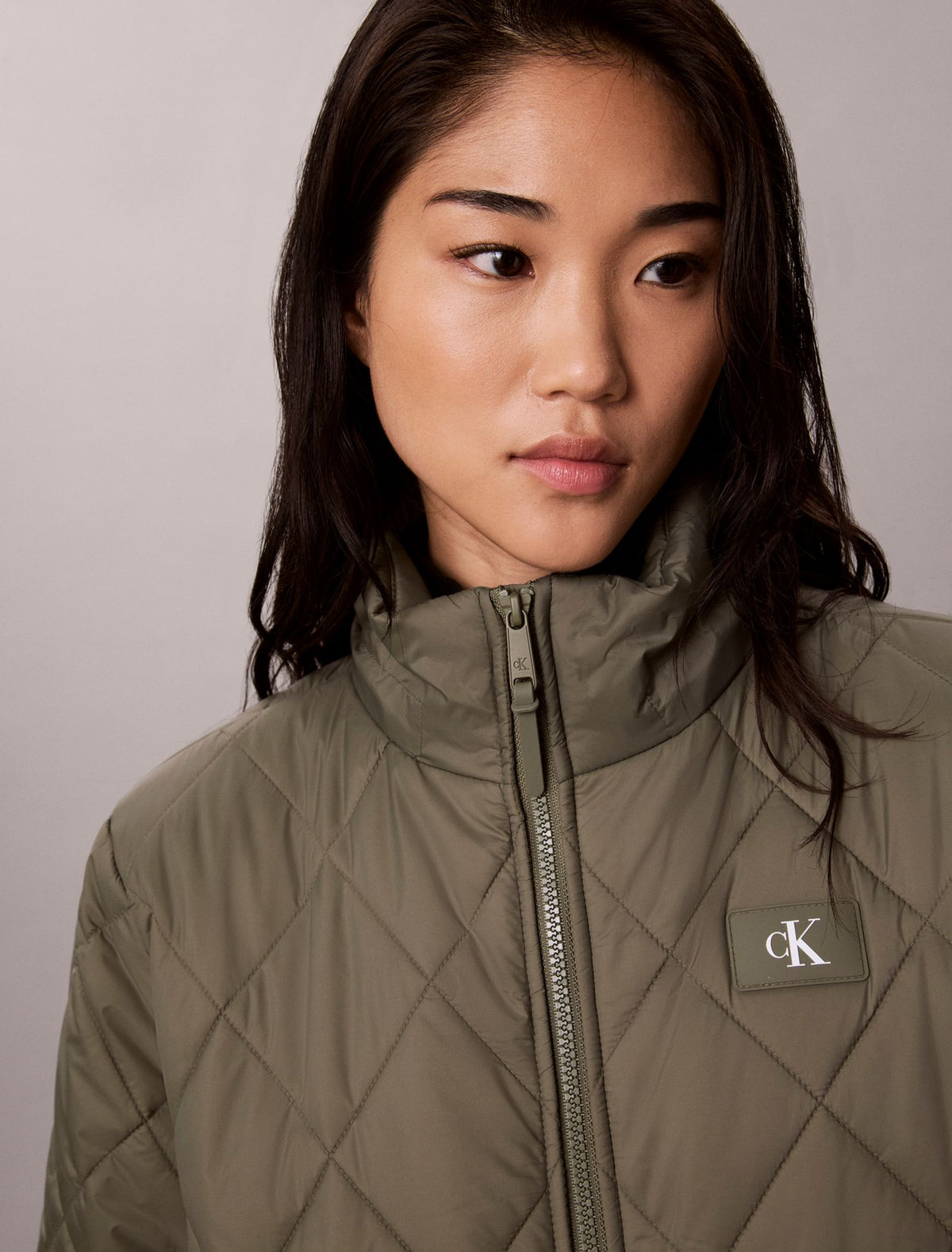 Calvin Klein Quilted Hooded Long Liner Coat