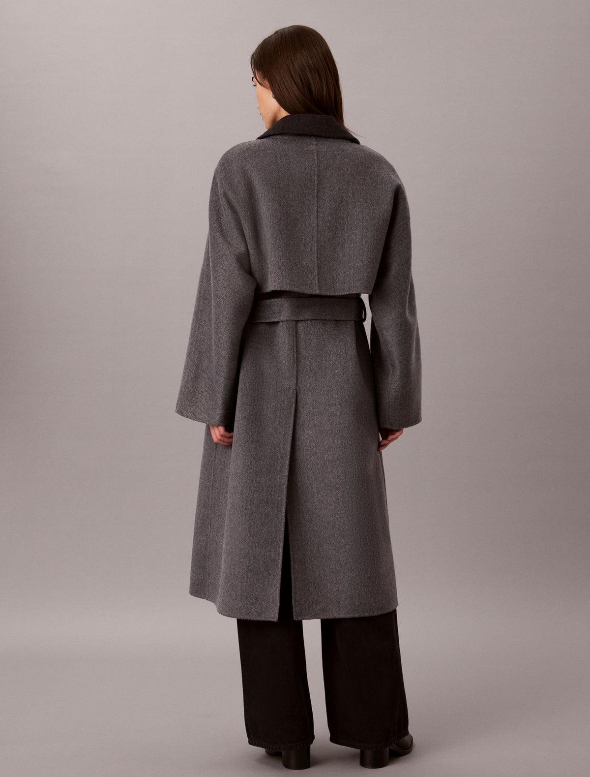 Calvin Klein Melange Wool Blend Wrap Coat