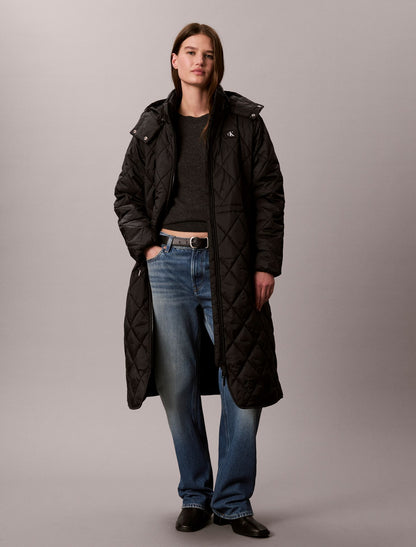 Calvin Klein Quilted Hooded Long Liner Coat