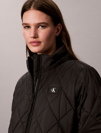 Calvin Klein Quilted Hooded Long Liner Coat
