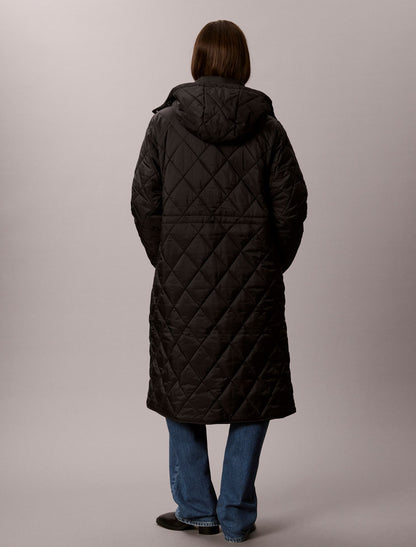 Calvin Klein Quilted Hooded Long Liner Coat