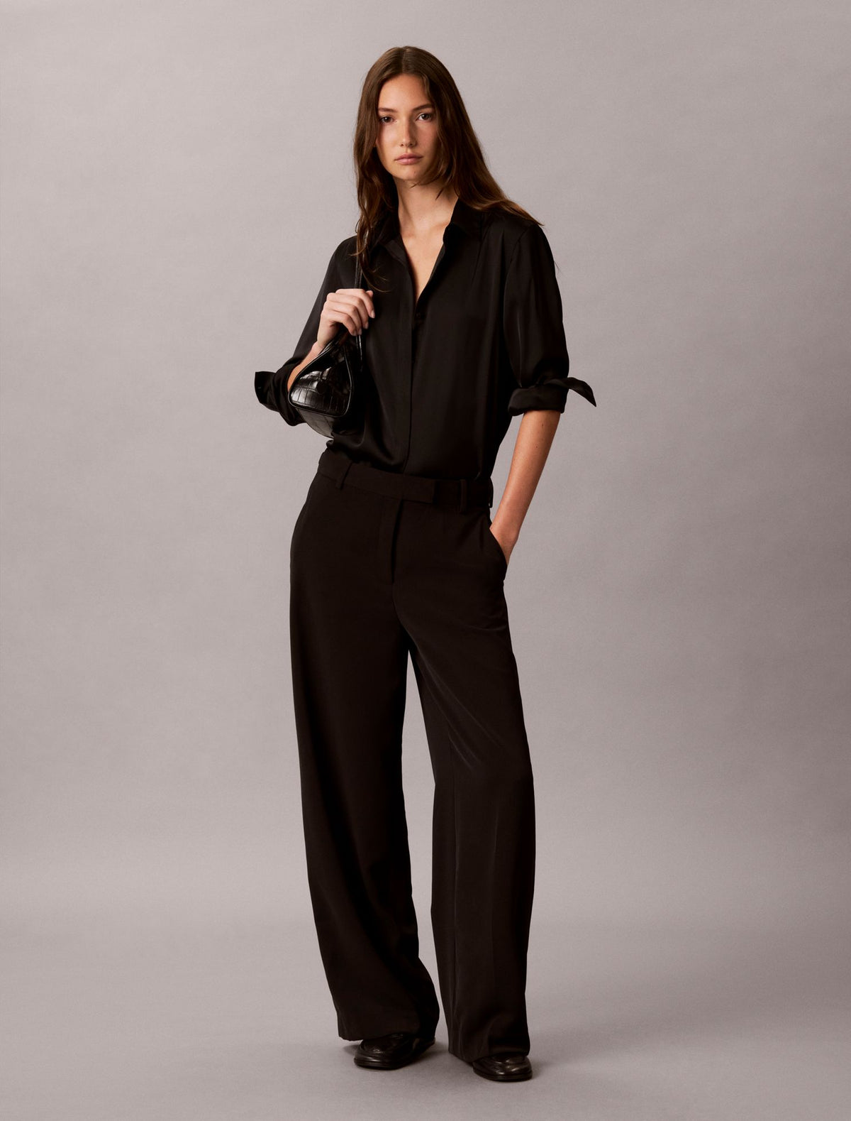 Calvin Klein Twill Wide Leg Pants