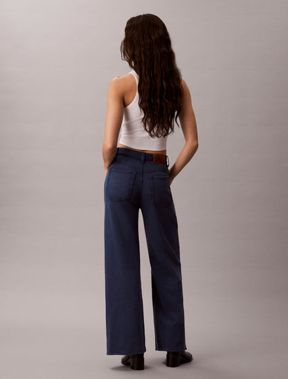 Calvin Klein Denim Wash French Terry Wide Leg Pants