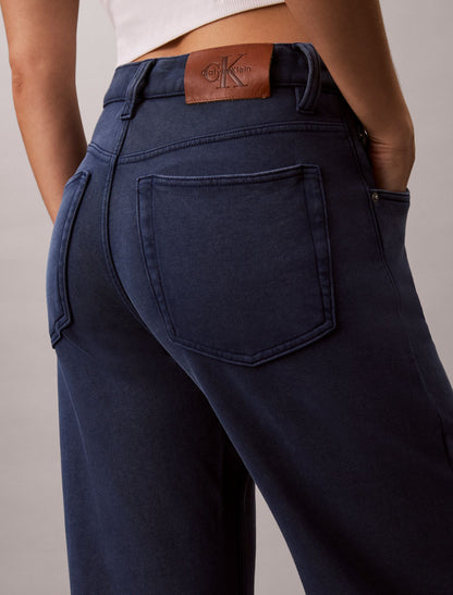 Calvin Klein Denim Wash French Terry Wide Leg Pants