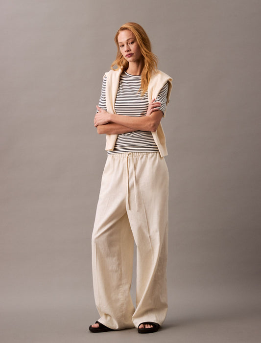 Calvin Klein Linen Cotton Drawstring Pants