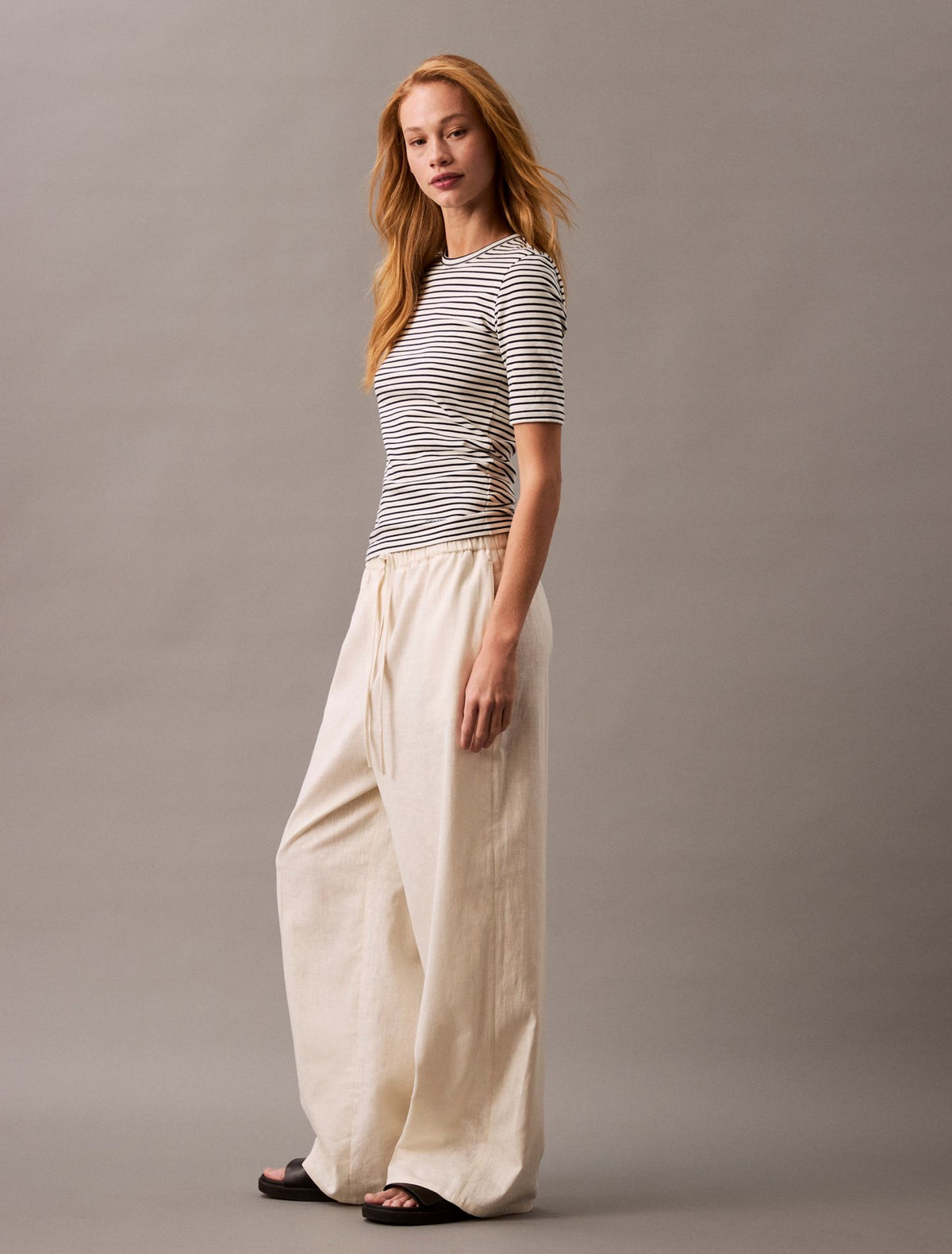 Calvin Klein Linen Cotton Drawstring Pants