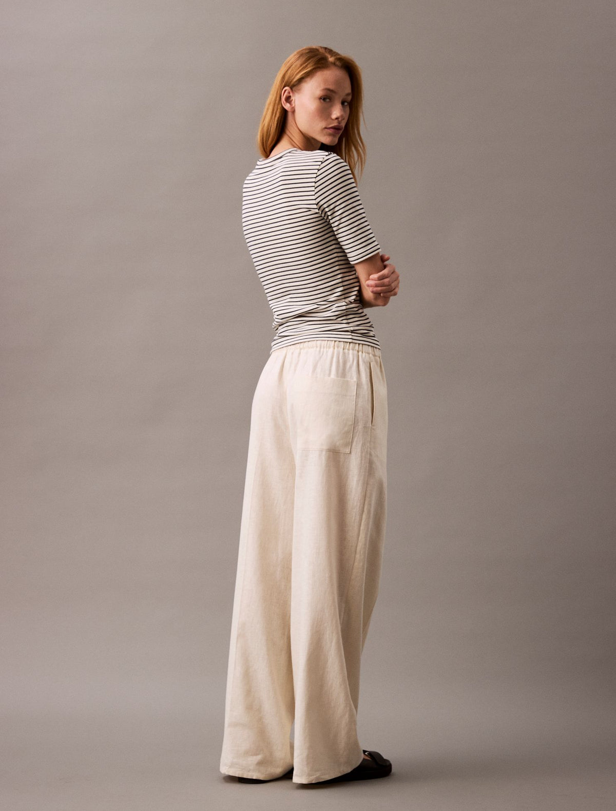 Calvin Klein Linen Cotton Drawstring Pants