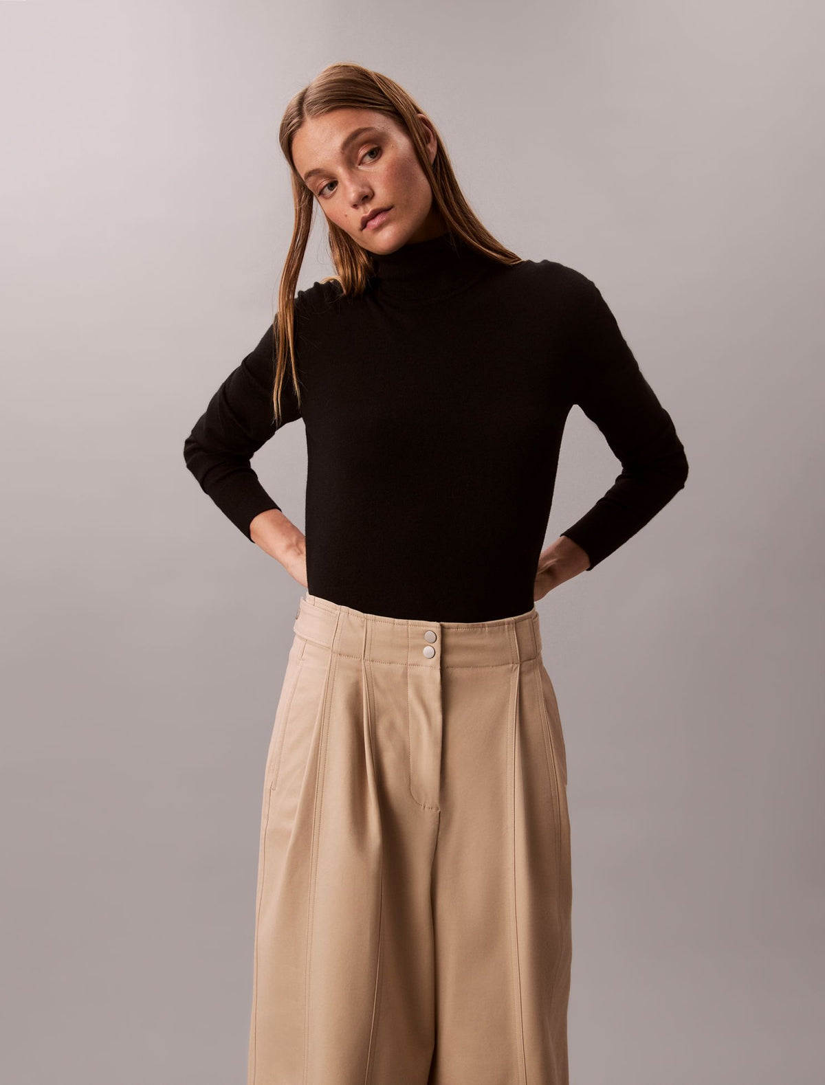 Calvin Klein Adjustable Wide Leg Chino Pants