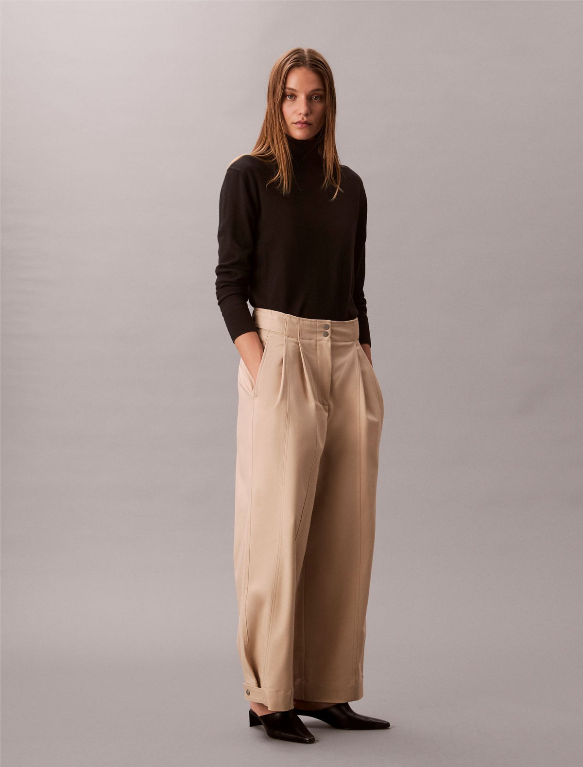 Calvin Klein Adjustable Wide Leg Chino Pants