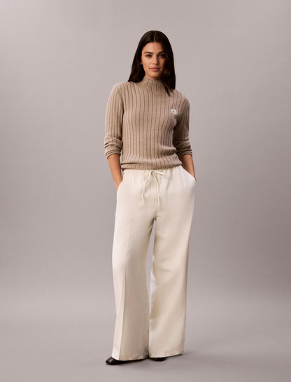 Calvin Klein Linen Blend Drawstring Wide Leg Pants