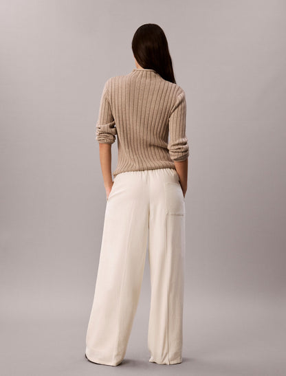 Calvin Klein Linen Blend Drawstring Wide Leg Pants