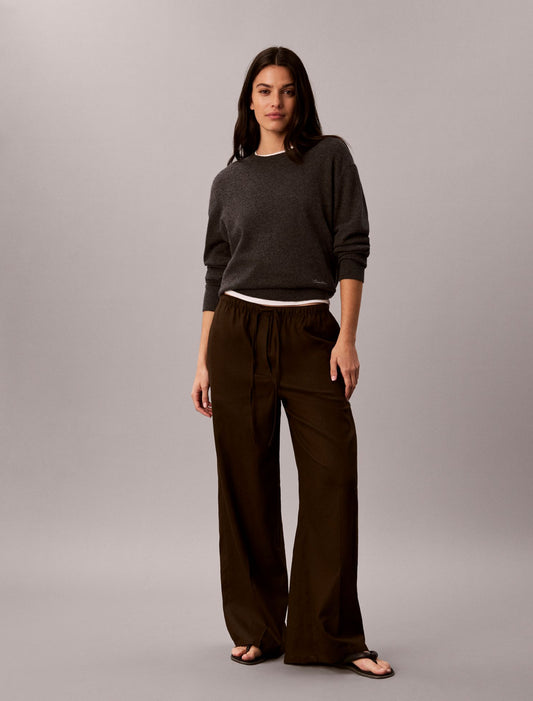 Calvin Klein Linen Blend Drawstring Wide Leg Pants