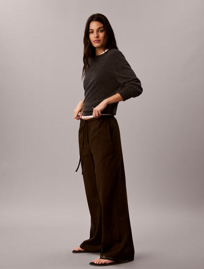Calvin Klein Linen Blend Drawstring Wide Leg Pants