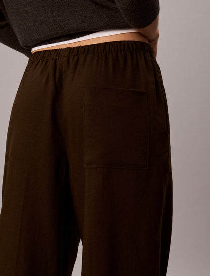 Calvin Klein Linen Blend Drawstring Wide Leg Pants