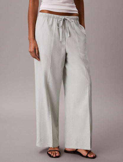 Calvin Klein Linen Blend Drawstring Wide Leg Pants