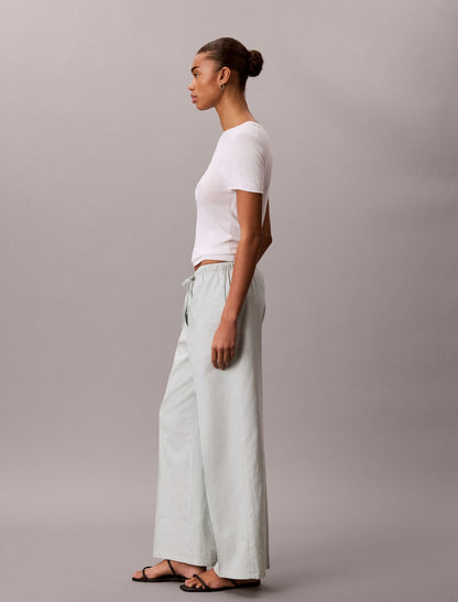 Calvin Klein Linen Blend Drawstring Wide Leg Pants