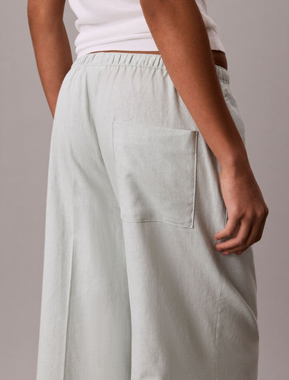 Calvin Klein Linen Blend Drawstring Wide Leg Pants