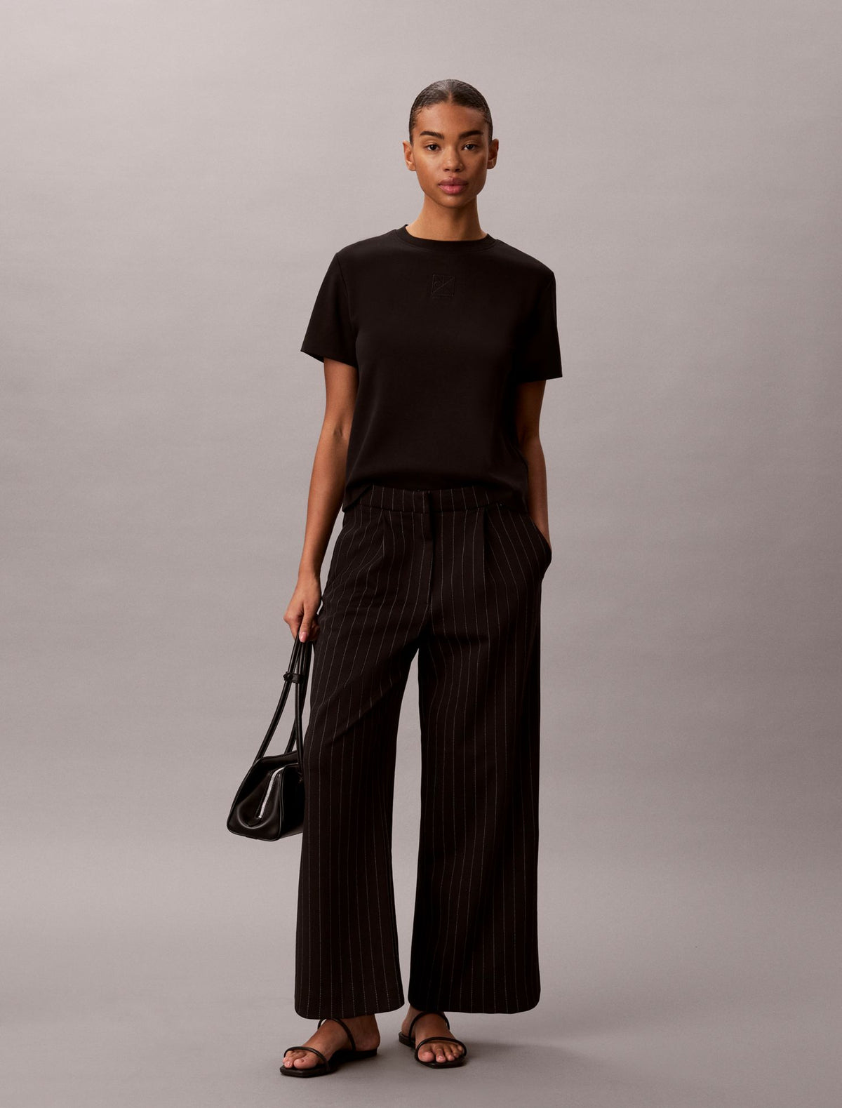 Calvin Klein Ponte Stripe Wide Leg Pants