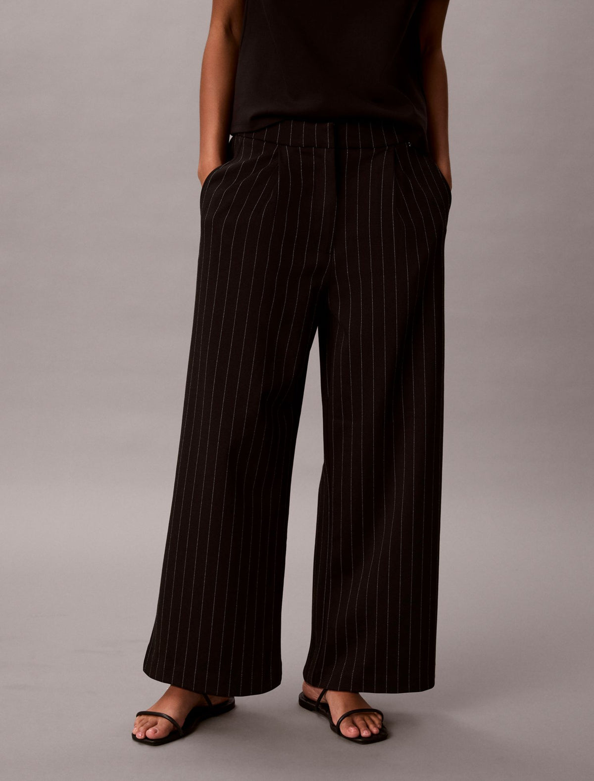 Calvin Klein Ponte Stripe Wide Leg Pants