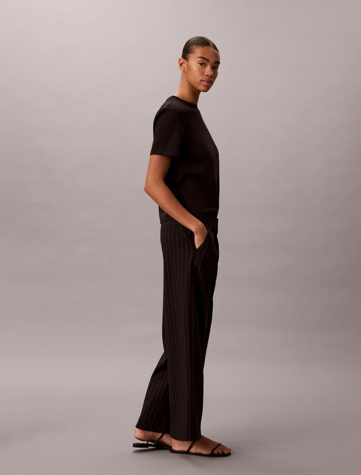 Calvin Klein Ponte Stripe Wide Leg Pants