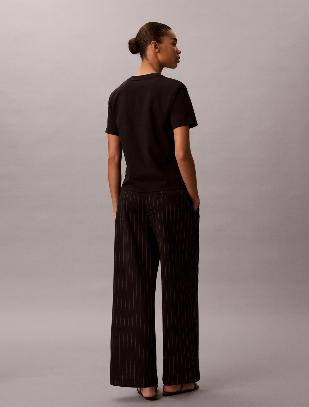 Calvin Klein Ponte Stripe Wide Leg Pants