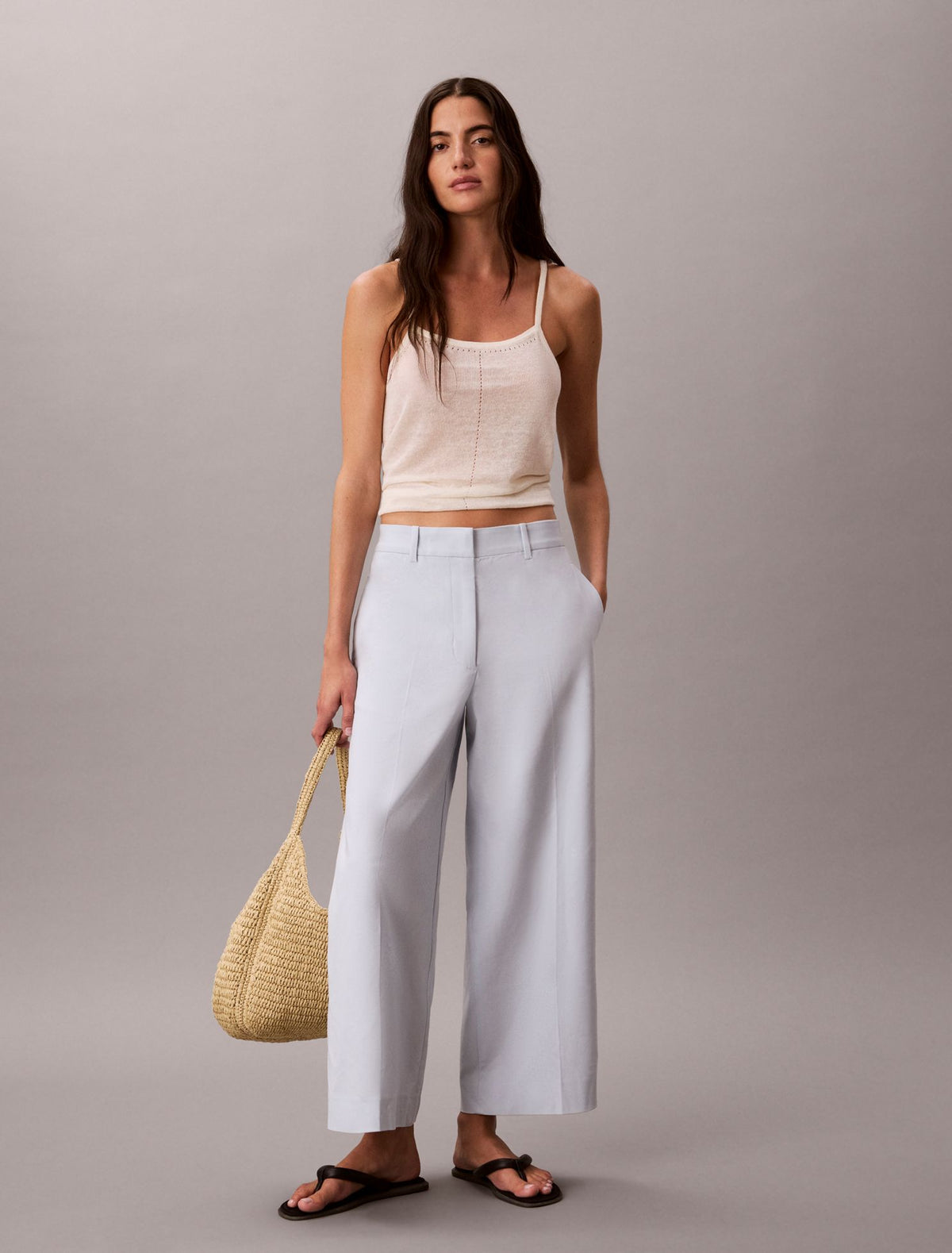 Calvin Klein Wide Leg Cropped Chino Pant