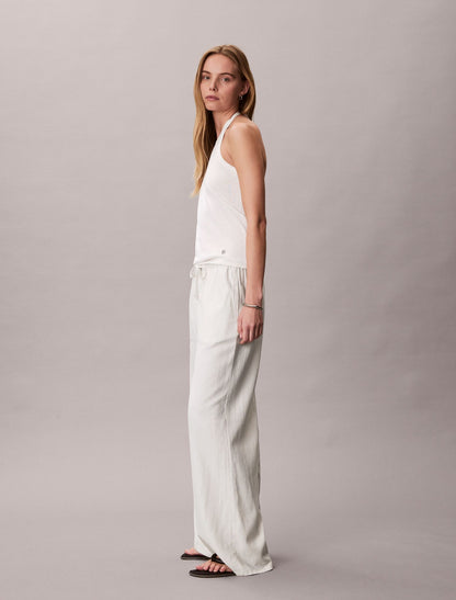 Calvin Klein Linen Blend Drawstring Wide Leg Pants