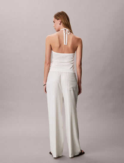 Calvin Klein Linen Blend Drawstring Wide Leg Pants
