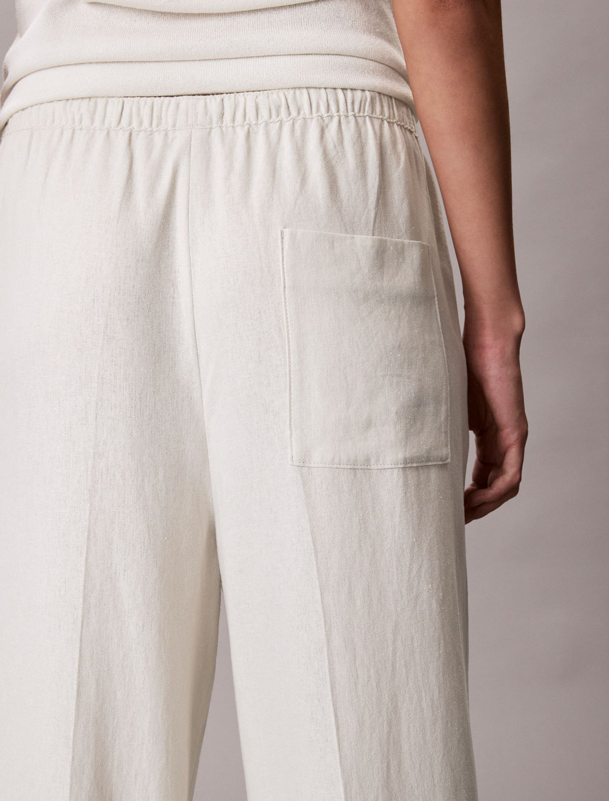 Calvin Klein Linen Blend Drawstring Wide Leg Pants
