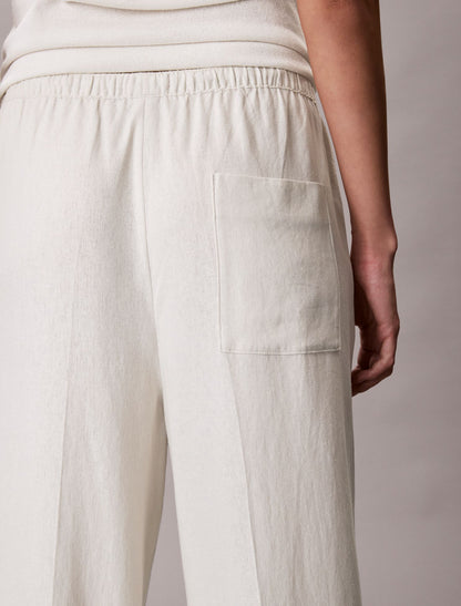 Calvin Klein Linen Blend Drawstring Wide Leg Pants