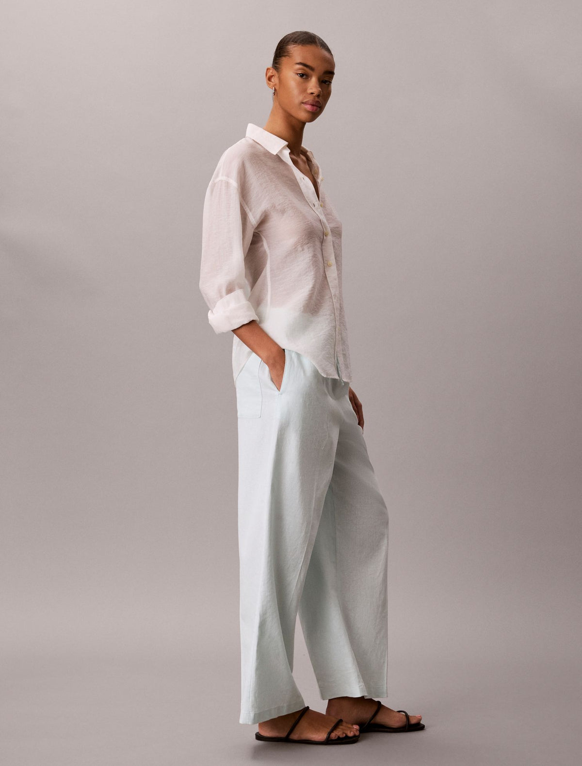 Calvin Klein Linen Blend Pull-On Pants