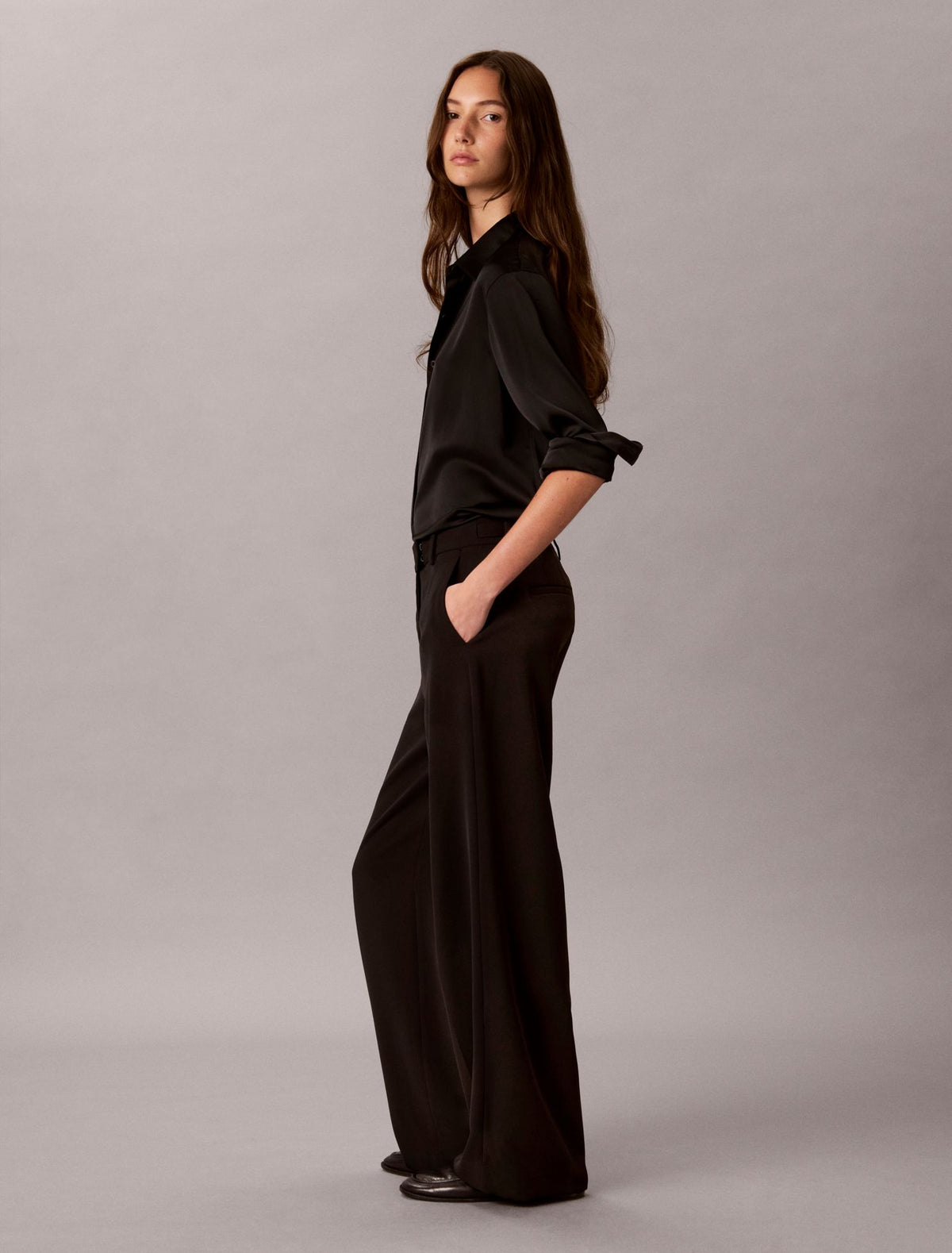 Calvin Klein Twill Wide Leg Pants