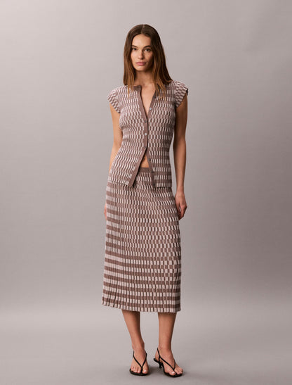 Calvin Klein Tech Knit Checkered Rib Skirt