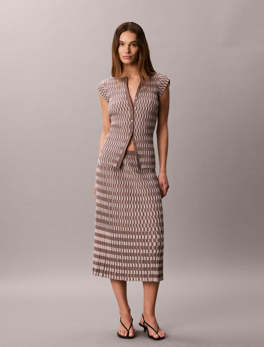 Calvin Klein Tech Knit Checkered Rib Skirt